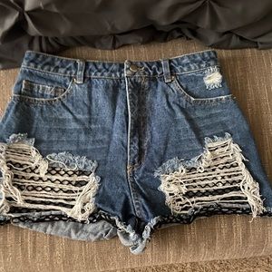 High waisted denim shorts